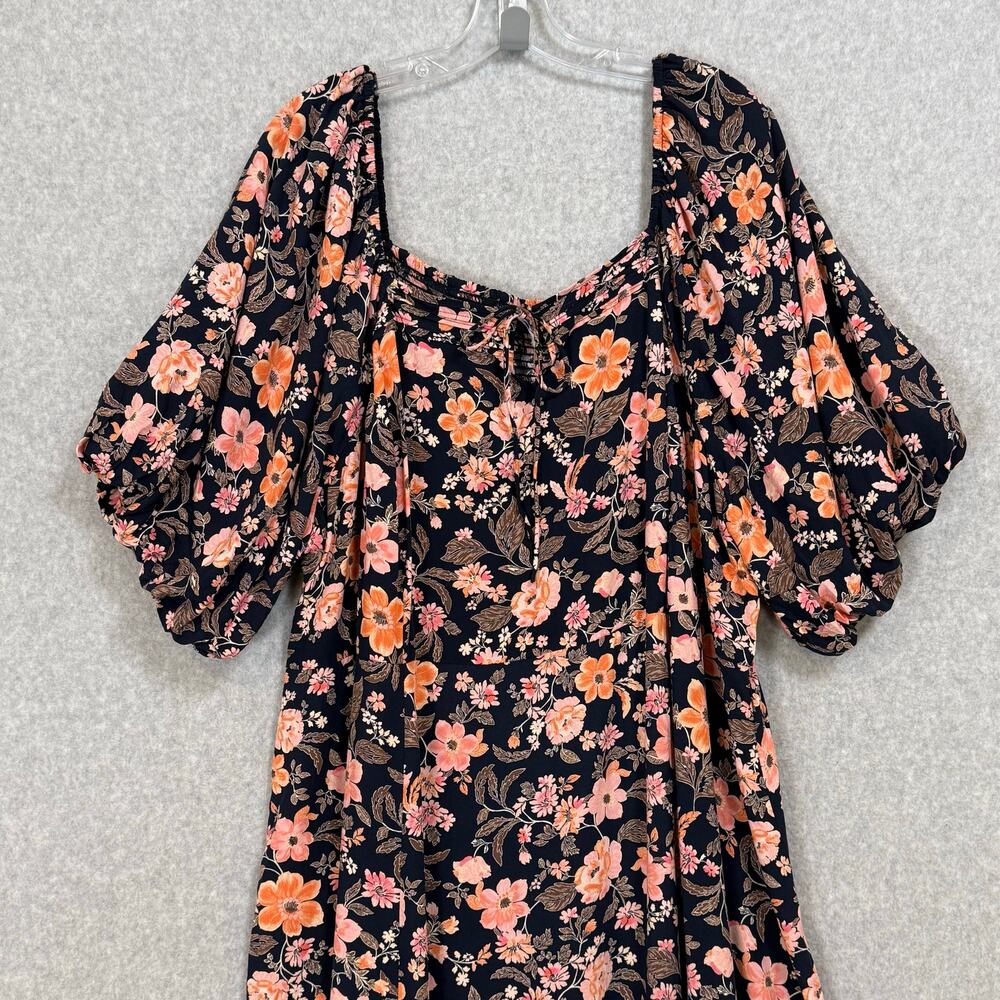 Old Navy Peasant Dress Size 4X Plus Puff Sleeve Cottagecore Floral Boho Prairie - Picture 3 of 16